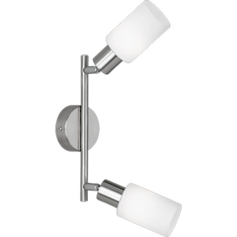 Faretti da Sofffitto Barra 2 Spot Orientabili Acciaio Vetro Bianco Mars GD Trio