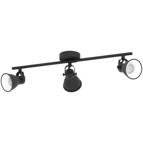 Faretti da Soffitto 3 Luci Led Spot GU10 Lampada su Binario Nera 10W Seras EGLO