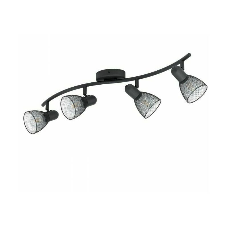 Plafoniera, nero, plafoniera, lampada sala da pranzo, faretto a soffitto, 4 fiamme, barra faretto orientabile, metallo, 4x E14, LxP 64x15 cm