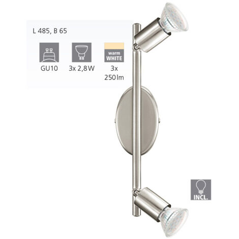Faretti da Soffitto Parete Plafoniera Lampada su Binario Acciaio Buzz Led EGLO