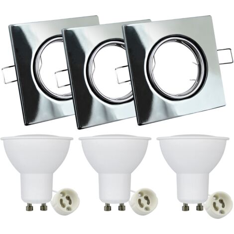 Faretti incasso quadrati cromo 3pz GU10 Polux OLIN