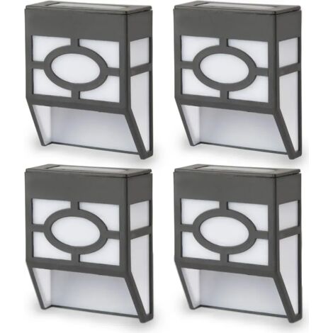 Faretti LED da esterno, set di 4 luci per recinzione, applique a risparmio energetico, resistenti alle intemperie e agli schizzi d'acqua.