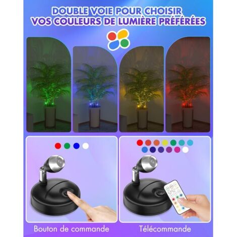 Faretti LED RGB a batteria con telecomando, piccoli faretti per interni, 12 RGB + luce bianca per vetrine, statue artistiche, illuminazione di piante