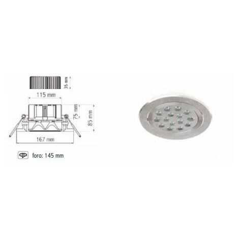 Faretto 15x11W Orientabile Bianco, Foro 145 mm, Luce Calda