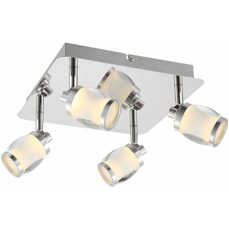 Image of Faretto da soffitto a LED da 20 Watt Lampada in vetro cromato per soggiorno, sala da pranzo, camera da letto Globo 56549-4