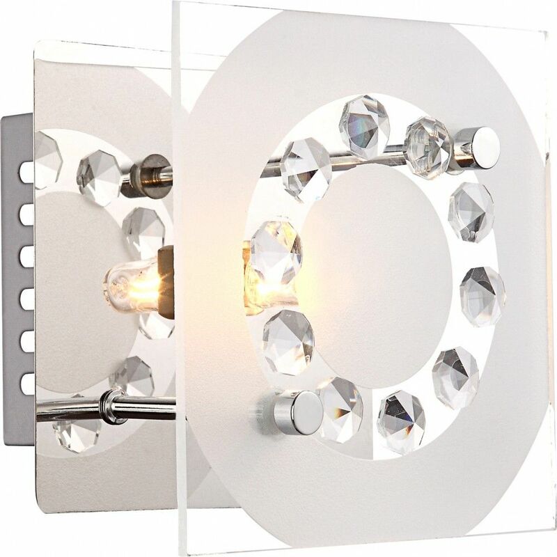 Image of Faretto da parete design cromo soggiorno illuminazione sala da pranzo cristallo lampada vetro Globo 48690