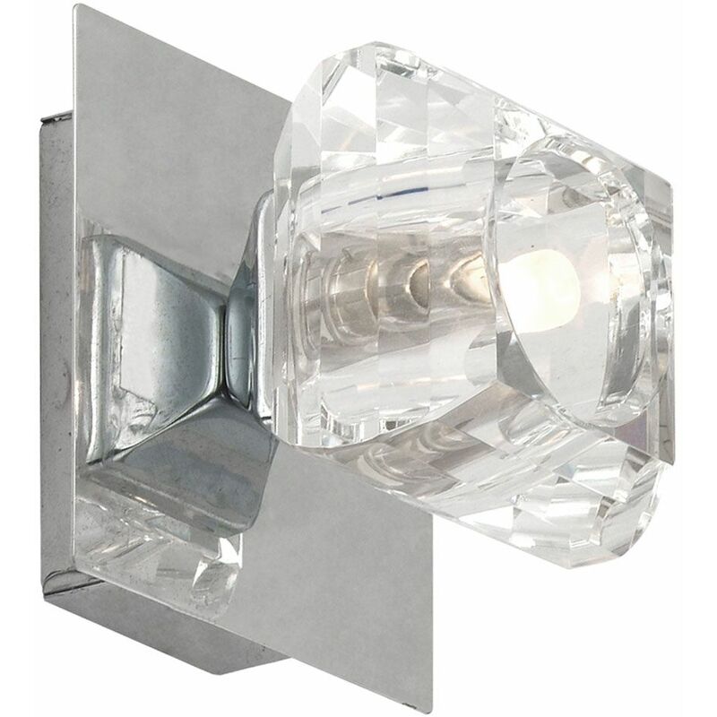 Image of Lampada da parete lampada da parete quadrata in vetro cristallo design spot cromo h 10 cm soggiorno
