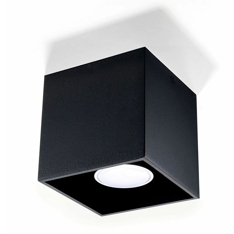 Image of Faretto a plafone, nero, plafoniera, nero, quadrato Lampada a plafone GU10 Spot, alluminio, 1x GU10, LxH 10x10 cm