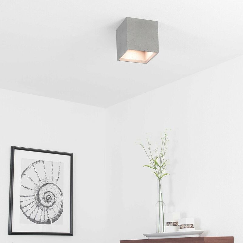 Image of Licht-erlebnisse - Faretto Spot da soffitto in cemento dal design geometrico moderno Lampada da soffitto ideale per salotto sala da pranzo bold
