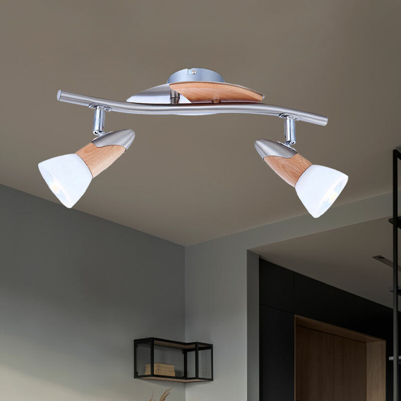 Image of Faretto a soffitto lampada in legno illuminazione soggiorno lampada spot in vetro mobile
