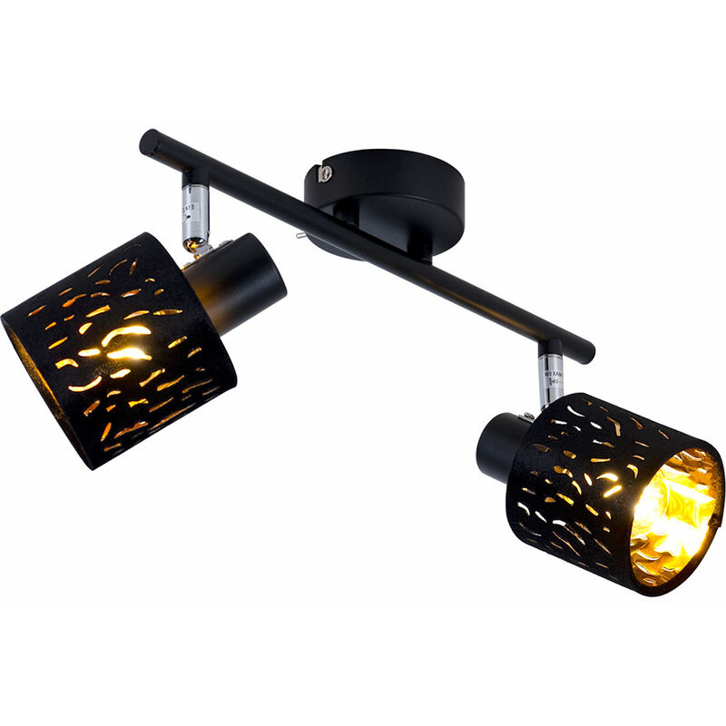 Image of Faretto da soffitto lampada in velluto nero oro soggiorno lampada spot regolabile in un set che include lampadine led rgb
