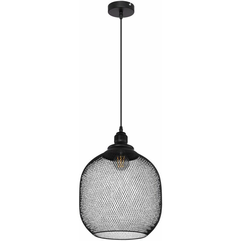 Image of Etc-shop - Faretto a sospensione retrò gabbia plafoniera soggiorno sala da pranzo illuminazione lampada a sospensione nera