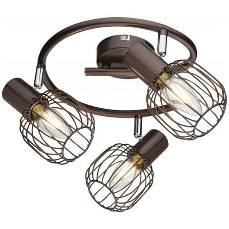 Faretto a tre luci globo anakin, lampadine non incluse, color bronzo, cromo, marrone, glb 54801-3.
