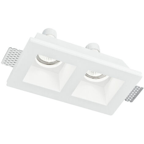 "Faretto ad incasso GHOST in gesso bianco verniciabile con due punti luce"