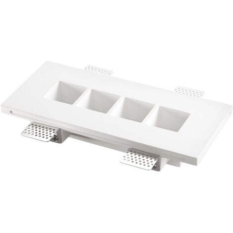 "Faretto ad incasso HIVE in gesso bianco verniciabile 27x12x4.5 cm. (4xGU mini)"