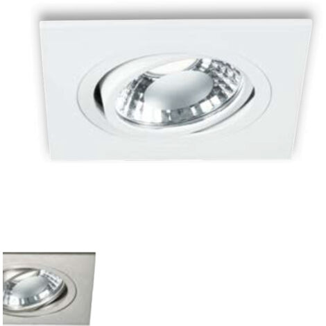 "Faretto ad incasso LED ORIONE quadrato in alluminio bianco orientabile 6W 4000K (luce naturale) 9x9x7.5 cm.."