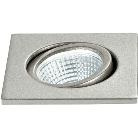 "Faretto ad incasso LED POLARIS quadrato orientabile in alluminio argento 3W 4000K (luce naturale)"