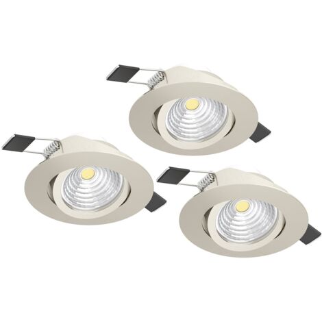 Faretto Ad Incasso Moderno Saliceto In Alluminio Nichel Satinato 3 Luci Led 6W