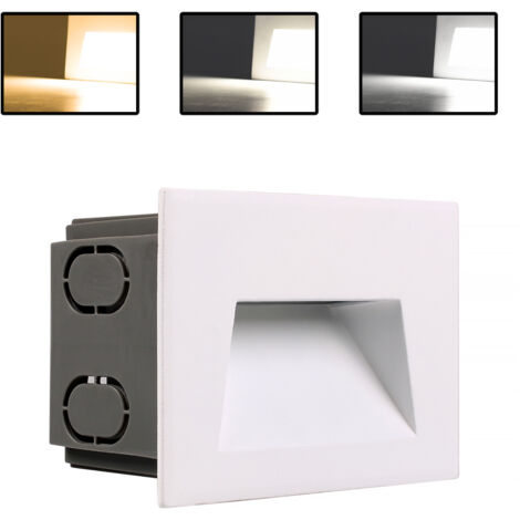 FARETTO BIANCO A LED SEGNAPASSO DA 5W PER INTERNI ED ESTERNI - CON CCT SWITCH COLORE LUCE PER GIARDINI SCALE E VIALI COMPATIBILE CON CASSETTA 503