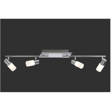 Faretto Clapton 4 Spot Led Cromo E Vetro Bianco L96 cm Trio Lighting