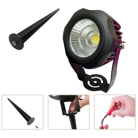 FARETTO COB LED con PICCHETTO 20W Lampada Segnapasso Esterno Orientabile IP65  Bianco Freddo