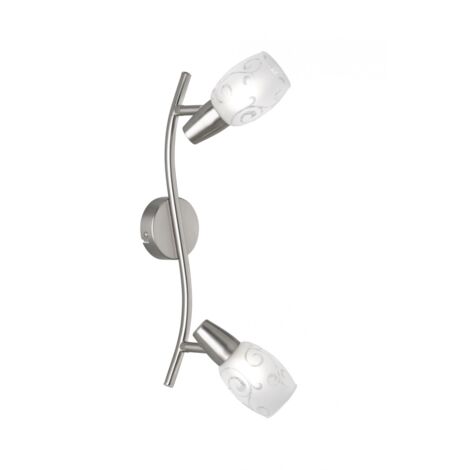 Faretto Colmar Nichel 2 Spot Led Vetro Satinato L39 cm Trio Lighting