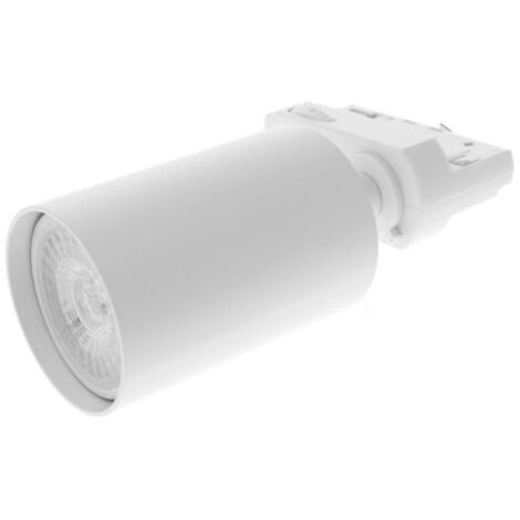 Faretto da binario trifase GU10 orientabile e ruotabile, attacco 4 fili, compatibile con 3 linee di accensione, max 50W, 220V, Bianco