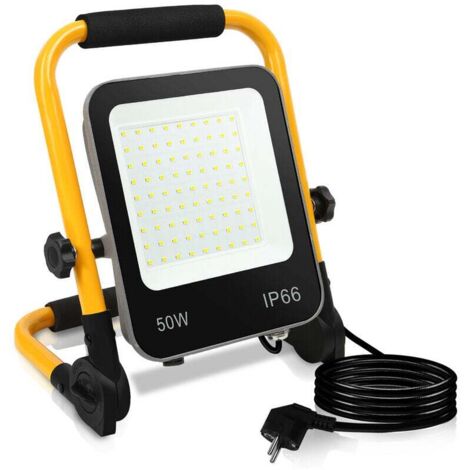 Faretto da cantiere LED ALOVZE 50W Proiettore LED con treppiede Lampada da cantiere bianco freddo per garage officina campeggio