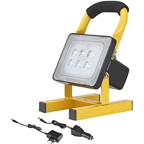 Faretto da cantiere, luce da lavoro a LED da 10 W, proiettore a LED ricaricabile da 1000 LM, luce bianca fredda 6000 K, illuminazione da cantiere IP65, lampada portatile per riparazioni fai da te, cam