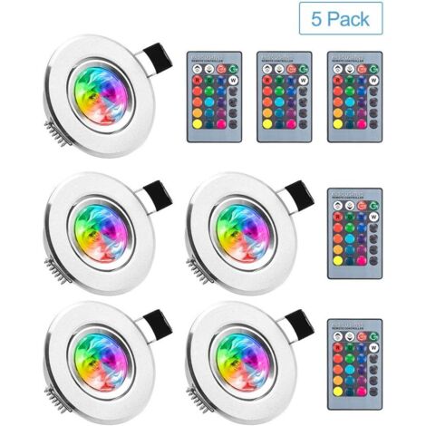 Faretto da incasso a LED 5 lampadine RGB multicolore con telecomandi 220V 16 colori dimmerabili luce diurna lampada da soffitto luce da incasso a soffitto per soggiorno veranda casa camera da letto ba