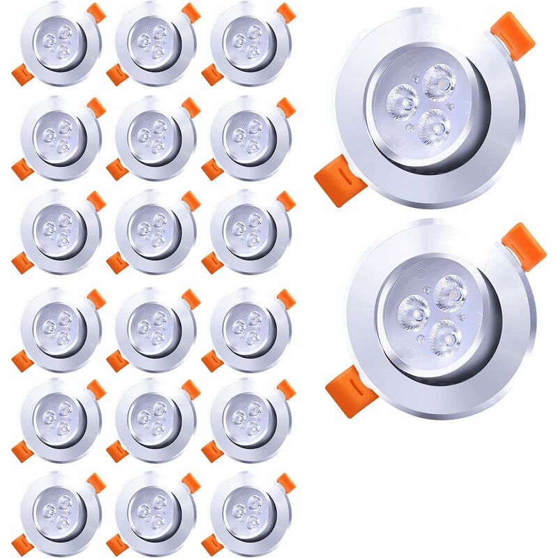 Faretto da incasso a led da 20 pezzi 3W Bianco