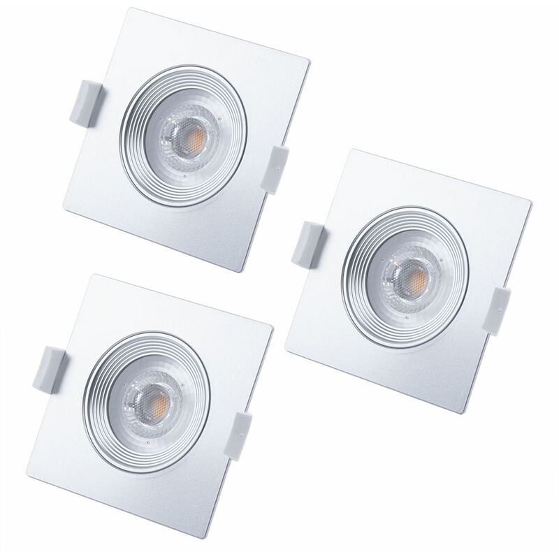 Image of Lampada da incasso a soffitto per bagno, faretto da incasso a LED in argento, metallo quadrato, IP23, LED 5W 350lm bianco caldo, LxPxA 9x9x4,3 cm,