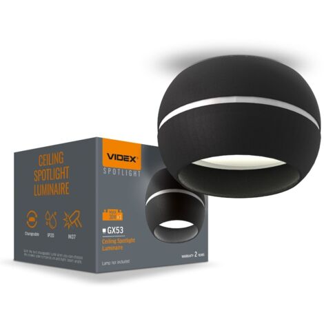 Faretto da incasso a soffitto nero GX53 Videx Spotlight