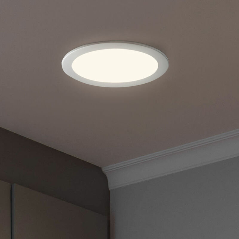 Image of Faretto da incasso a soffitto plafoniera pannello led luce soggiorno, faretto rotondo, allu, bianco, led 12W 1160lm 4000K bianco neutro, DxH 17x1,2 cm