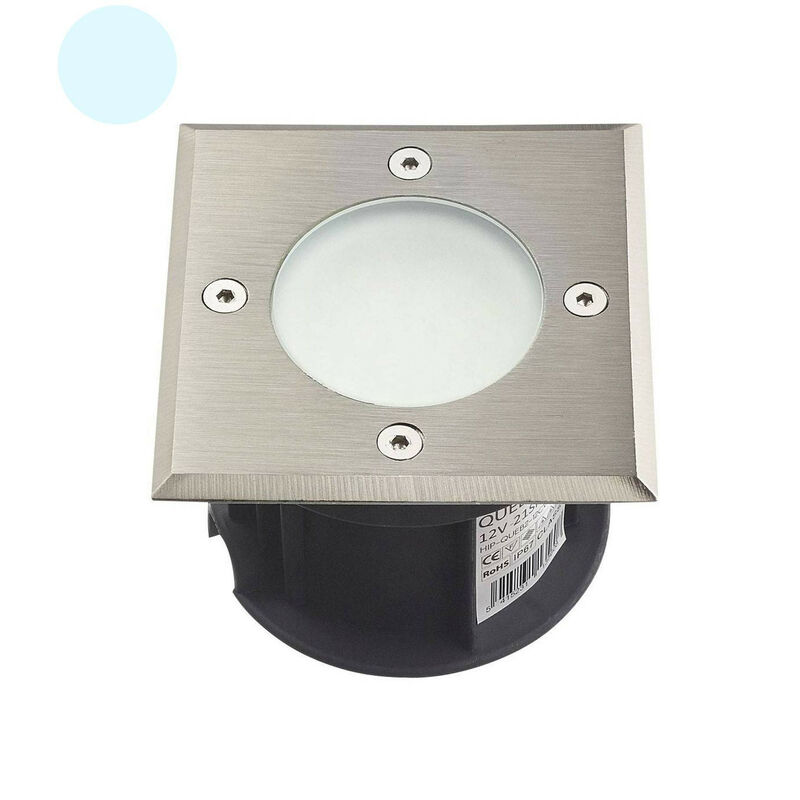 Image of Faretto da incasso a terra bianco giorno Supporto 6000K 2W DC12V Impermeabile IP67 Quadrato - Foratura 85mm Diffusore satinato