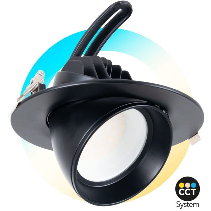 Image of Barcelona Led - Faretto da incasso circolare orientabile 38W - led cct - Nero -