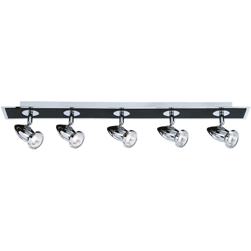 Searchlight - Plafoniera Lineare Moderna Cometa Acciaio Cromo Nero 5 Luci Gu10