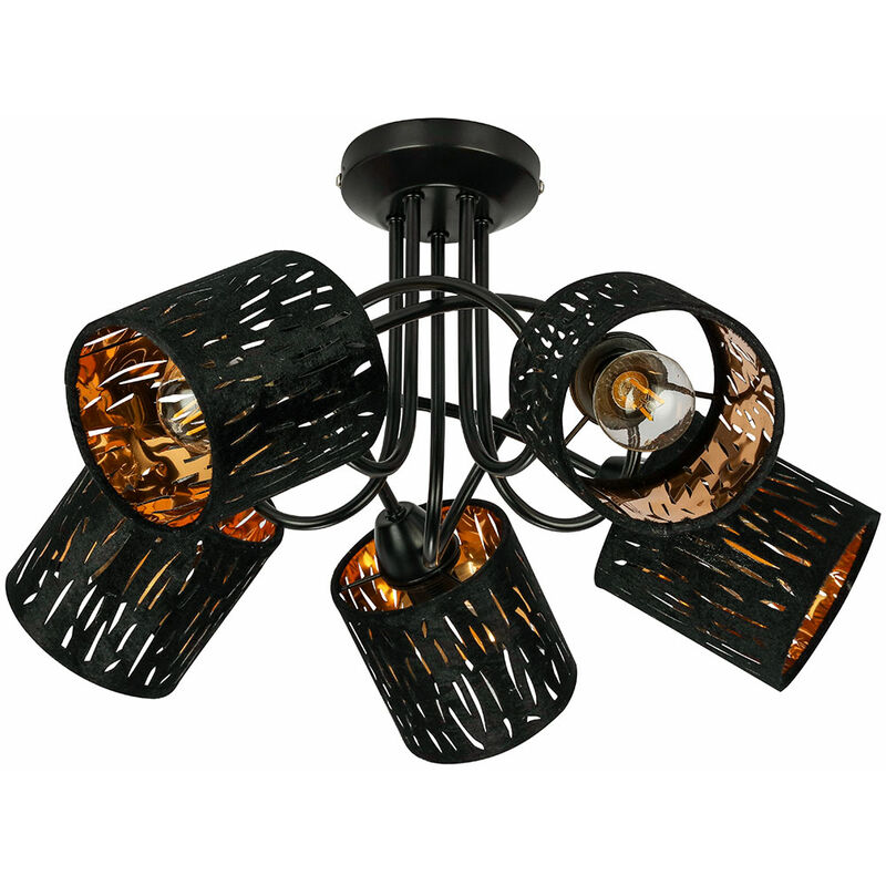 Image of Etc-shop - Faretto da soffitto lampada di design in oro nero arredamento soggiorno fustellato lampada in velluto