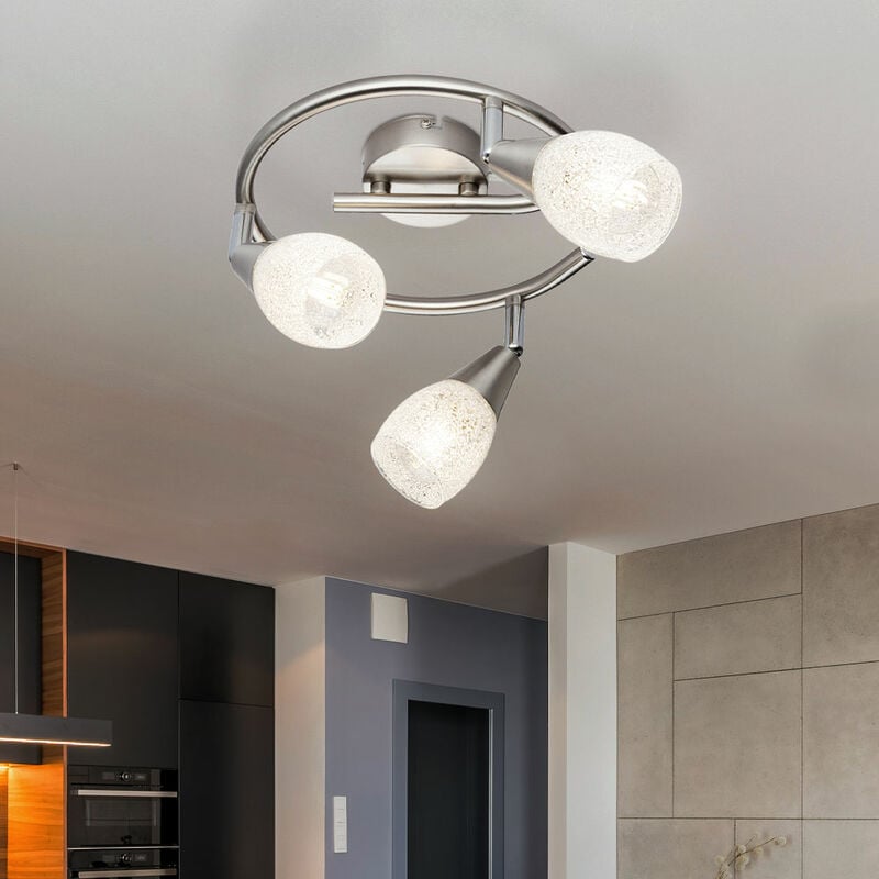 Image of Etc-shop - Faretto da soffitto lampada rotonda soggiorno camera degli ospiti lampada in cristallo argento girevole