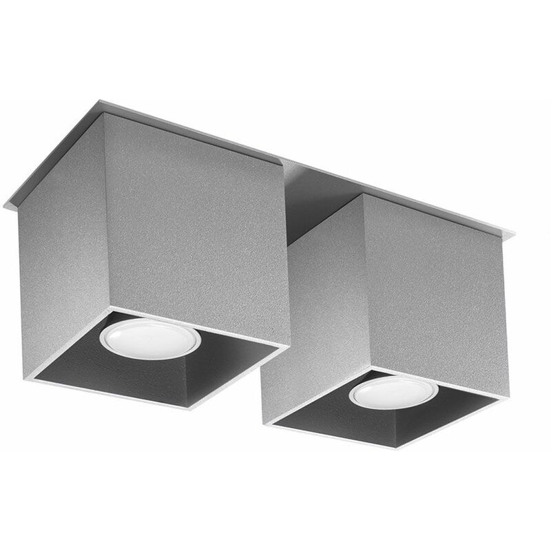 Image of Faretto da soffitto moderno Lampade da cucina di design Faretto a plafone a 2 fiamme grigio chiaro, alluminio, 2x GU10, LxH 26 x 11 cm