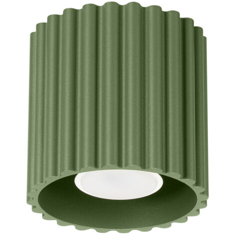 Faretto da soffitto moderno verde oliva rotondo scanalato 10 cm 1xGU10 10W AURA Sollux Lighting