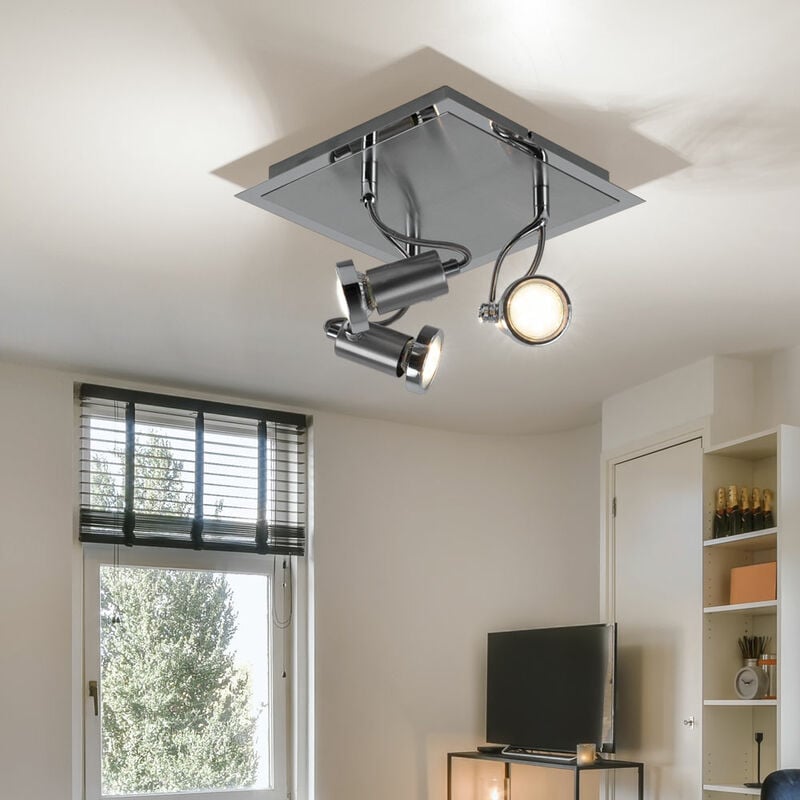Image of Faretto da soffitto orientabile Faretti da soffitto a led lampada da soffitto angolare cromo argento 3 fiamme per regolare, cromo, acciaio