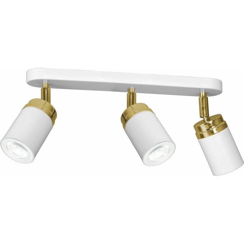 Image of Licht-erlebnisse - Faretti Spot regolabili Lampada da soffitto Lampadario a 3 Punti dal design moderno color bianco dorato 3xGU10 metallo evie