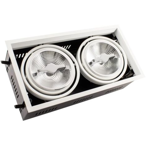 Faretto Downlight LED 30W Orientabile Regolabile Kardan AR111 Foro 325x165mm No Flicker 5500K Bianco Freddo