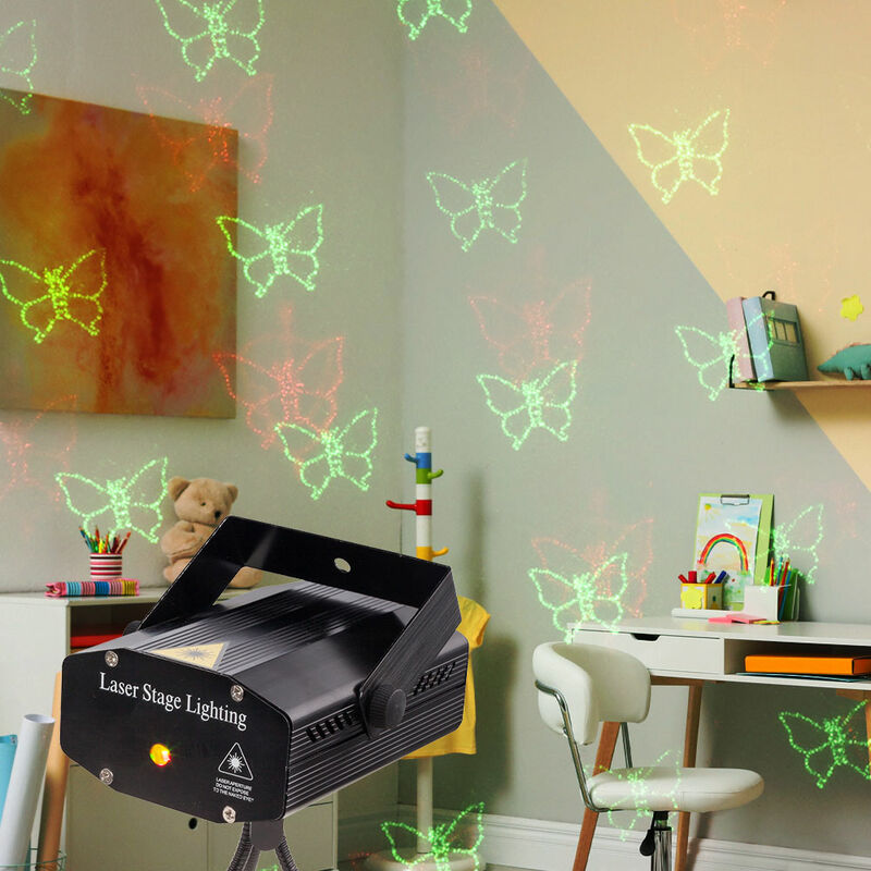 Image of Etc-shop - Faretto effetto led Faretto motivo laser Lampada da tavolo Lampada treppiede Funzione flash regolabile con modalità musica, metallo nero,