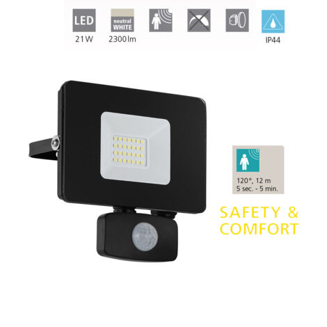 Faretto Esterno Moderno Faedo 3 Alluminio Nero Sensore Led H14Cm