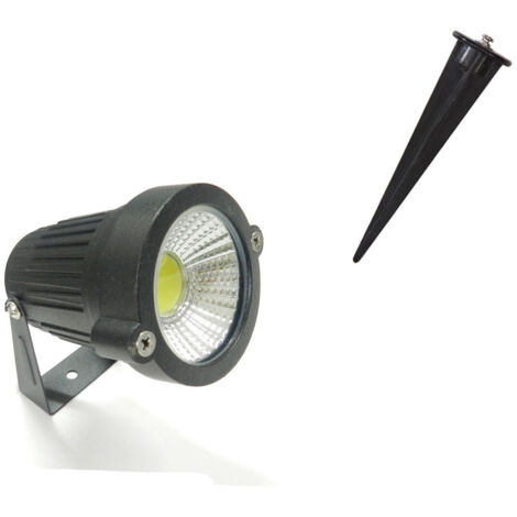 FARETTO FARO COB LED DA GIARDINO 5W WATT SUPPORTO PICCHETTO LUCE FREDDA IP 65