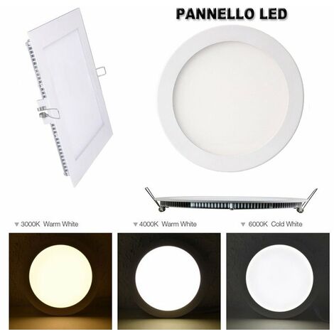 FARETTO FARO PANNELLO BIANCO SILVER DA INCASSO LED 3W 6W 12W 18W 24W LUCE CALDA NATURALE FREDDA 6W QUADRATO ARGENTO FREDDA