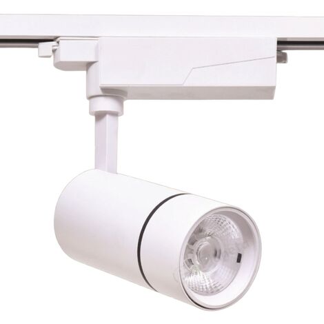 Faretto faro proiettore led per binario monofase 30w orientabile bianco luce fredda naturale calda  Naturale