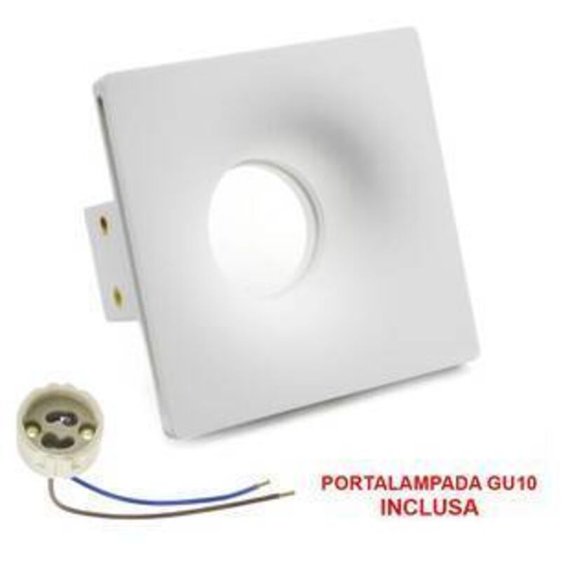 Faretto In Gesso 125x125mm Quadrato Gu10 Incl.